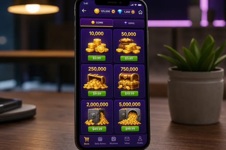 Cash Rally in-app purchases coins and gems